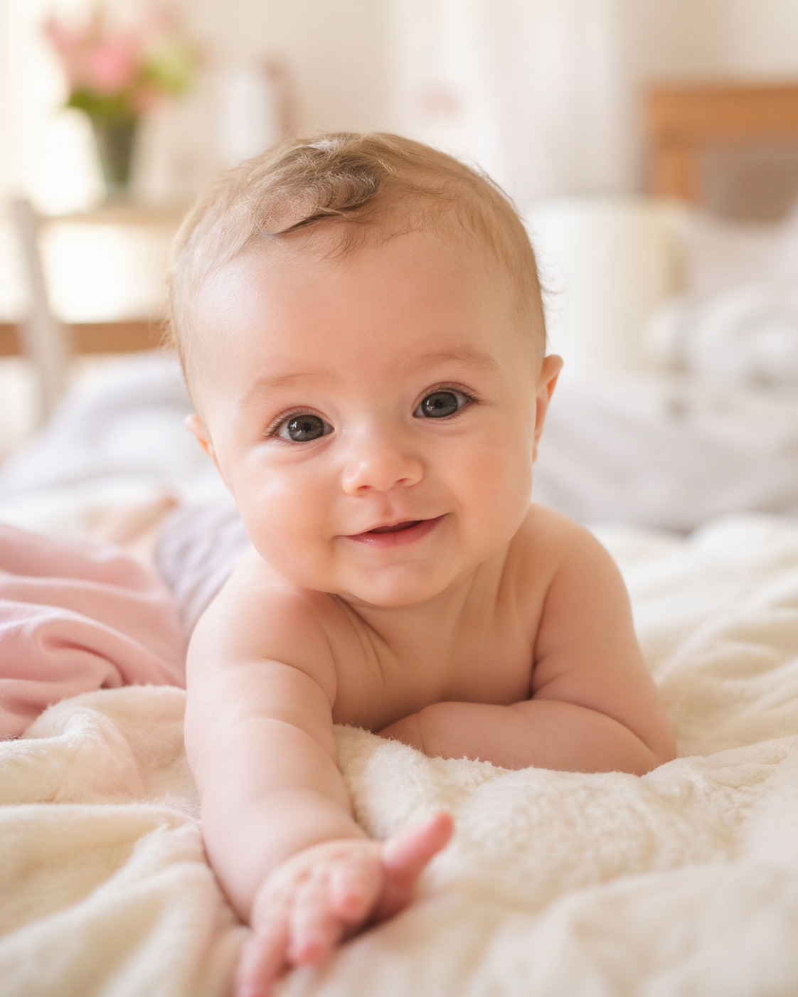 Zufriedenes Baby nach einer ruhigen Stillmahlzeit